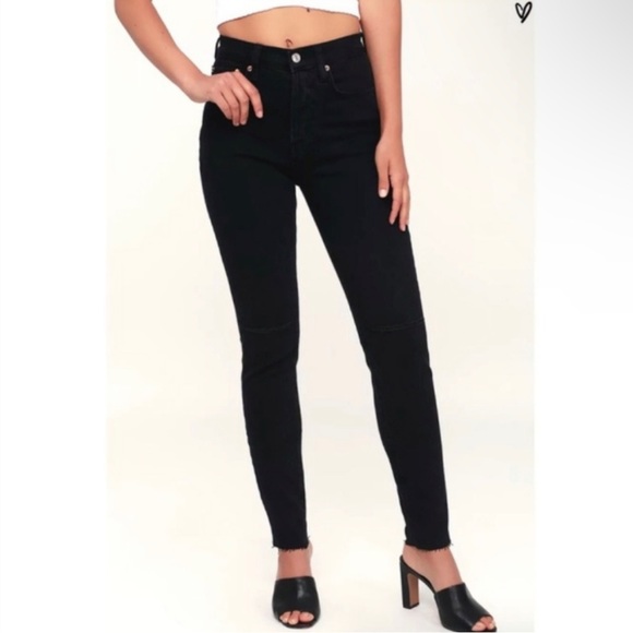 Free People Stella Black Hi Rise Skinny Jeans 31 B11 - Picture 8 of 10